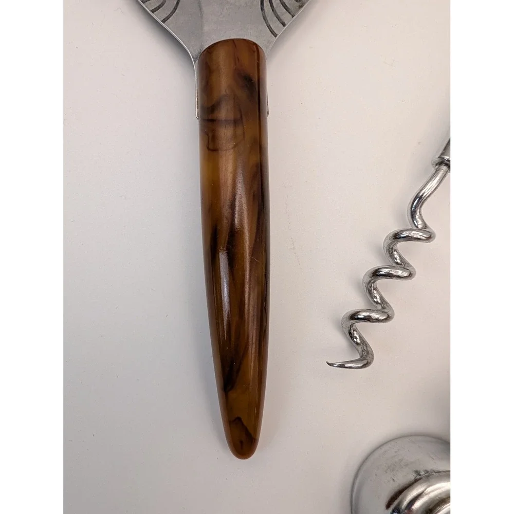 Vintage Bakelite 4 piece Barware Set Cocktail‎ Strainer Corkscrew Bottle Opener